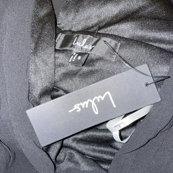 NWT LULUS - Heavenly Hues Black Maxi Dress Size Small Plunge V Neckline Dress - Picture 2 of 4